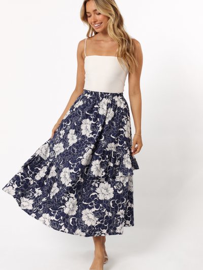 Petal & Pup Josephine Tiered Midi Skirt - Navy