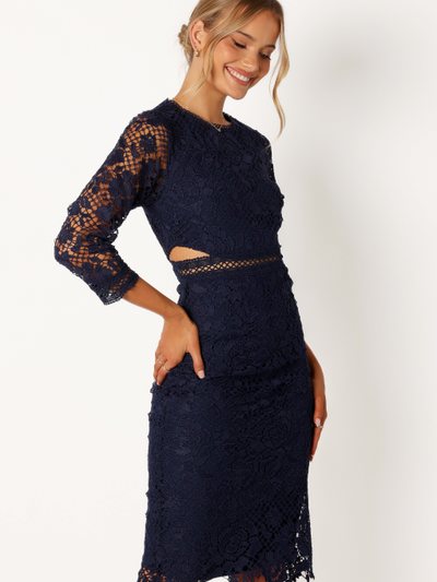 Petal & Pup Pia Long Sleeve Midi Dress - Navy