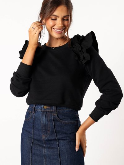 Petal & Pup Cora Ruffle Sleeve Sweatshirt - Black