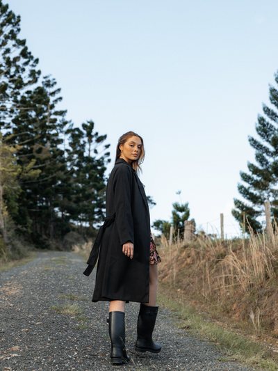 Petal & Pup Kloss Tie Front Long Coat - Black