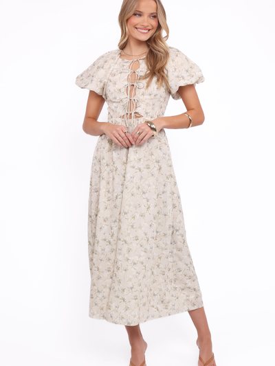 Petal & Pup Kathleen Maxi Dress - Light Beige/Green Floral