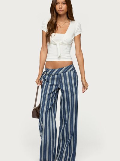 Edikted Belt Striped Low Rise Baggy Jeans