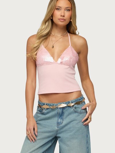 Edikted Katelyn Sequin Halter Top