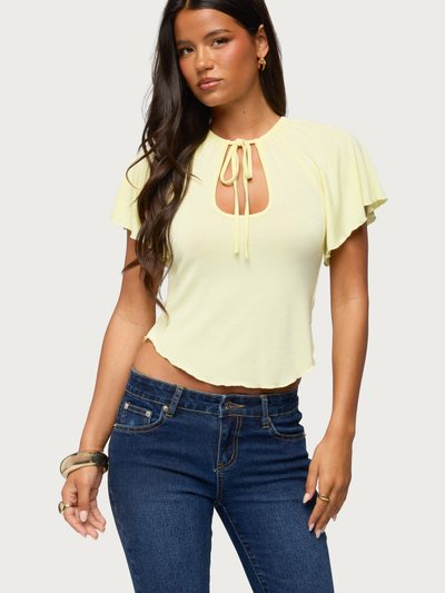 Edikted Roye Keyhole Flutter Raglan Top