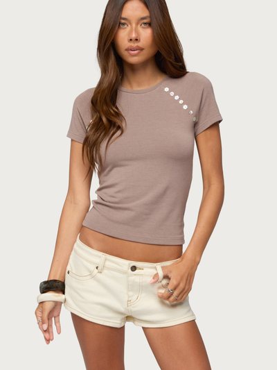 Edikted Rowan Iridescent Button Raglan T Shirt