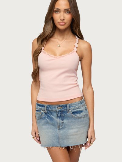 Edikted Caila Flower Lace Ribbed Tank Top