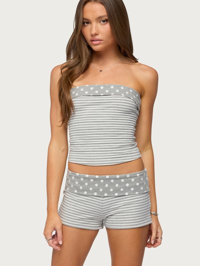 Edikted Presley Stripe & Polka Dot Foldover Tube Top