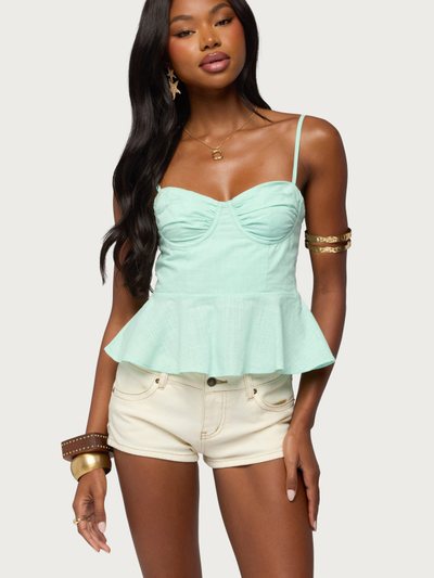 Edikted Peplum Linen Look Tank Top