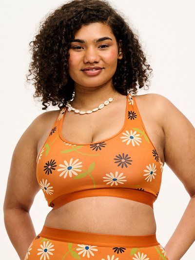 Lucy & Yak Iona - Racer Back Cotton & Bamboo Crop Top in Veronica Print