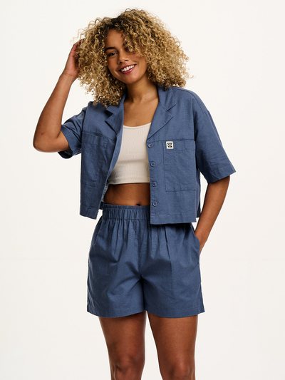 Lucy & Yak Jessie - Cotton & Linen Shorts in Vintage Indigo