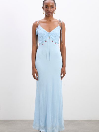 Damson Madder Isabella Slip Midi Dress - Blue Monika Jacquard