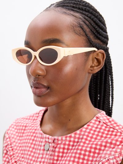 Damson Madder Catty Oval Sunglasses With Bow Detail In Bone