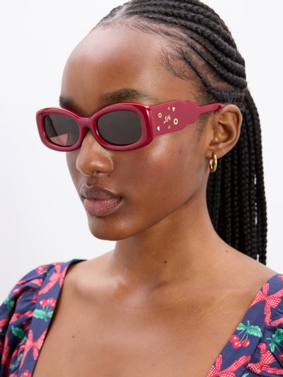 Damson Madder Round Square Sunglasses With Charm Detail - Red