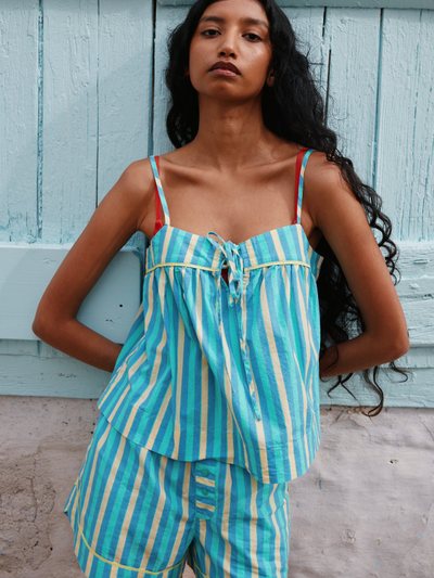 Damson Madder Ellis Shell Top - Bold Turquoise Stripe