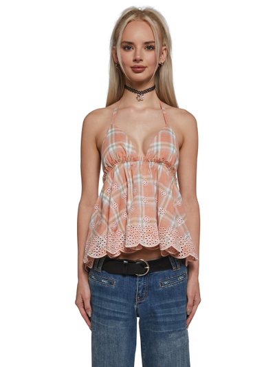Dolls Kill Malibu Plaid Halter Top