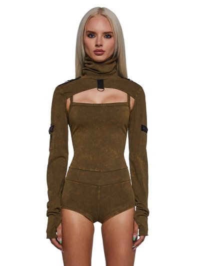 Dolls Kill Outro Knit Romper And Shrug Set