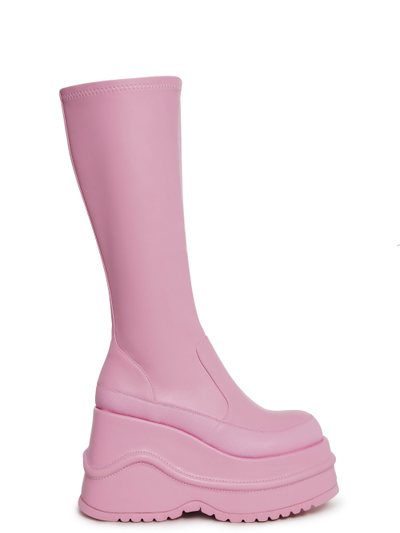 Dolls Kill New Fans Wedge Stretch Boots - Pink