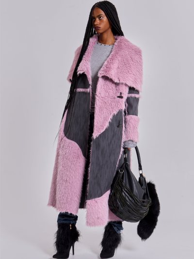 Jaded London Alise Patchwork Faux Suede and Fur Maxi Coat