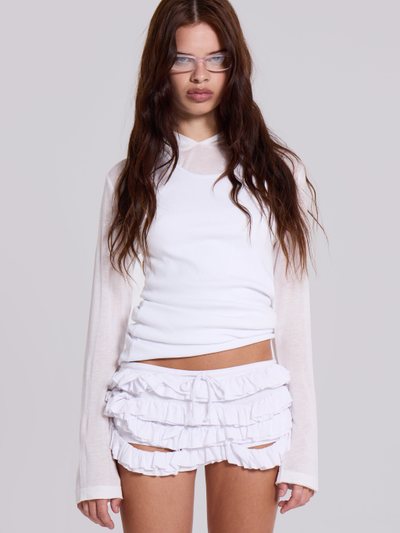 Jaded London Mya Ruffle Mini Shorts in White