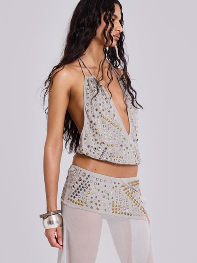 Jaded London Xtal Studded Backless Plunge Top