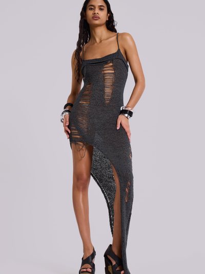 Jaded London Zila Asymmetric Distressed Knit Dress