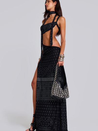 Jaded London Opaline Asymmetric Stud Maxi Dress