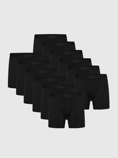 True Classic Black Boxer Briefs W/ Fly 12-Pack