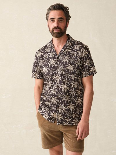 Faherty Short-Sleeve Hemp Blend Camp Shirt - Charcoal Tropic Trees