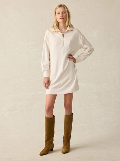 Faherty Legend Quarter Zip Dress - Off White