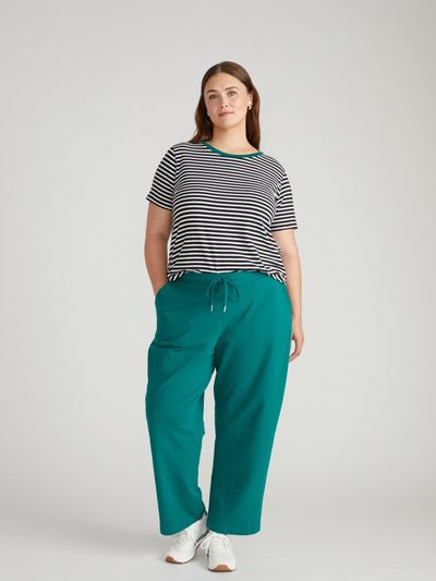 Universal Standard Tee Rex - Black/White Stripe with Aventurine Trim