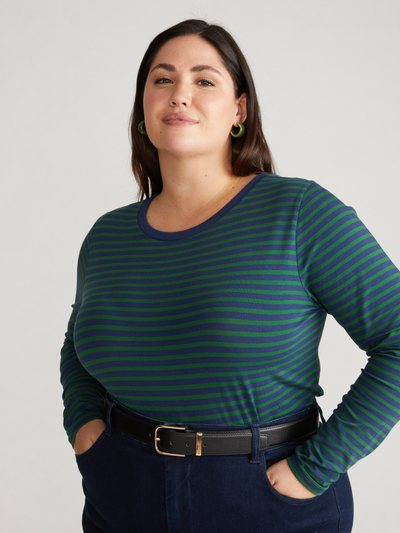 Universal Standard Long Sleeve Tee Rex - Cenote/Jardin Stripe