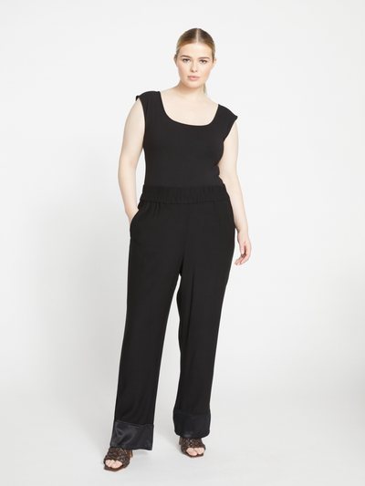 Universal Standard Soiree Double Luxe Pull-On Pants - Black/Black Shine