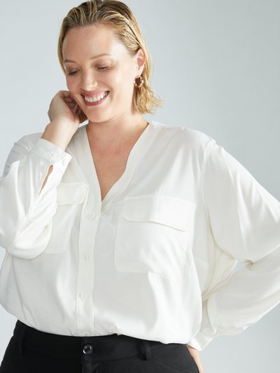 Universal Standard Cooling Stretch Cupro Button-Down Blouse - Cream