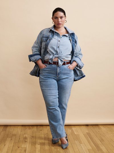 Universal Standard Mimi High Rise Split Hem Jeans 30 Inch - All Blue