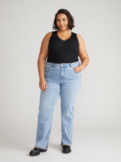 Universal Standard Mimi High Rise Split Hem Jeans 33 Inch - All Blue