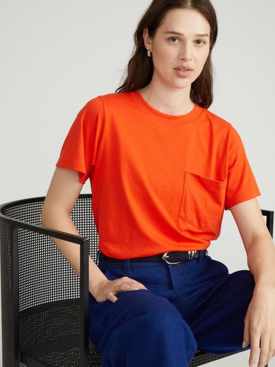 Universal Standard Breton Stripe Garcon Tee - Solid Poppy