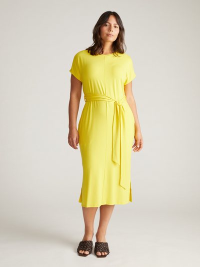 Universal Standard Belted Divine Jersey Dress - Yellow