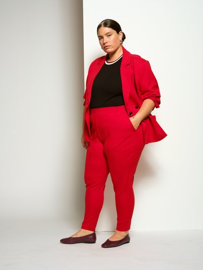 Universal Standard Minimalist Moro Pintuck Pocket Ponte Pants - Vermilion Red