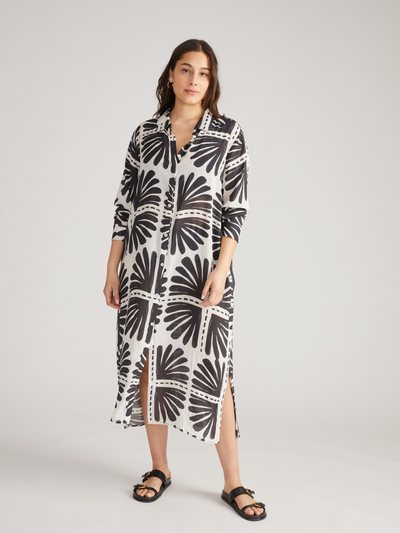 Universal Standard Nailah Button Down Tunic - Ink Bloom Print
