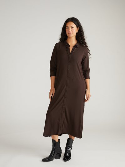 Universal Standard Sally Liquid Jersey Shirt Dress - Espresso