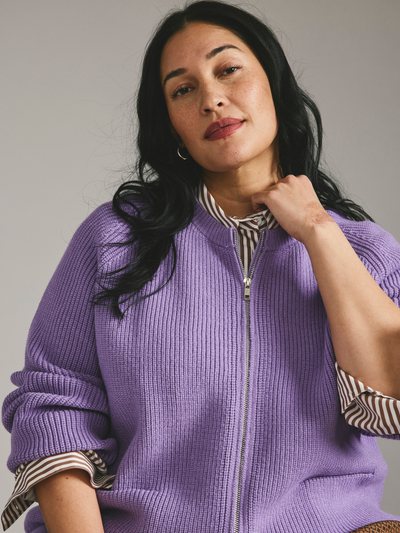 Universal Standard Better-Than-Wool Zip Cardigan - Purple Posey