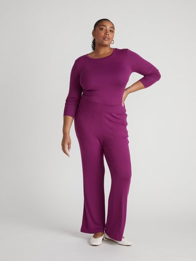 Universal Standard Cloud Rib Long Sleeve Crew Neck Tee - Goji Berry