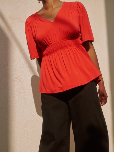 Universal Standard Flora Liquid Jersey Top - Lipstick