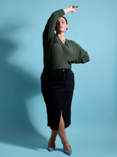 Universal Standard Dakota Denim Skirt - Broken Black