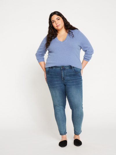 Universal Standard Seine Mid Rise Skinny Jeans 27 Inch - Distressed Blue