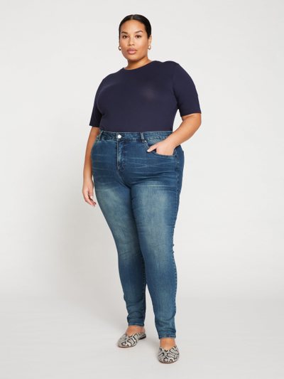 Universal Standard Seine High Rise Skinny Jeans 32 Inch - Distressed Blue