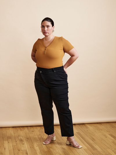 Universal Standard Katie High Rise Crossover Jeans - Broken Black
