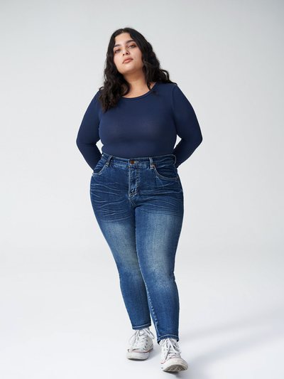 Universal Standard Seine High Rise Skinny Jeans Petite - Distressed Blue