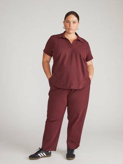 Universal Standard Varsity French Terry Pull On Pants - Black Cherry
