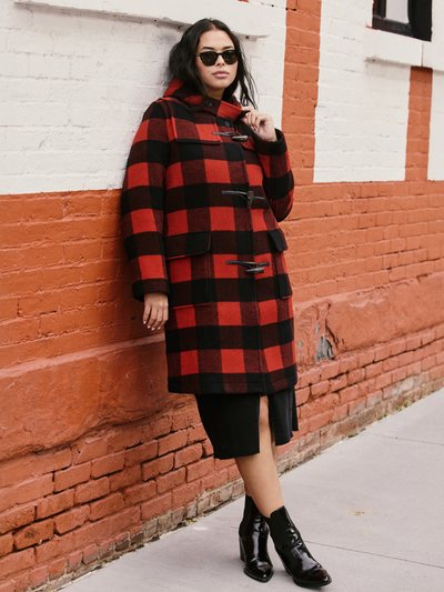 Universal Standard Highlands Duffle Coat - Red Buffalo Check